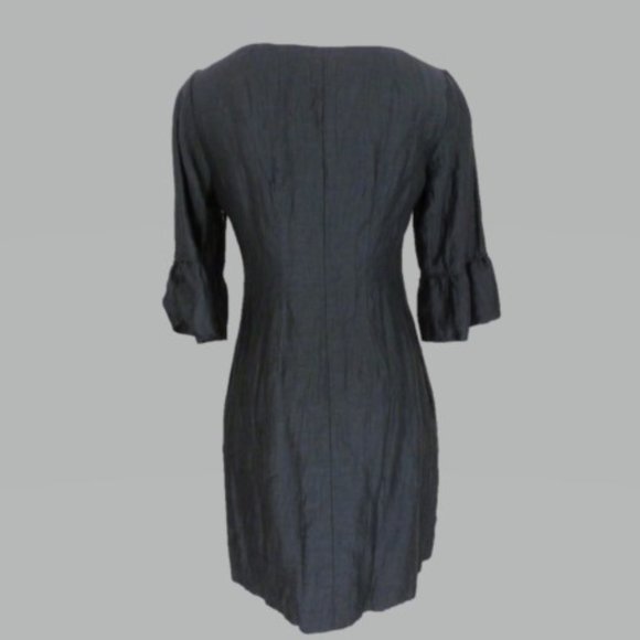 J Crew 4P Slate Gray Dress with Bell Sleeves - Picture 2 of 3